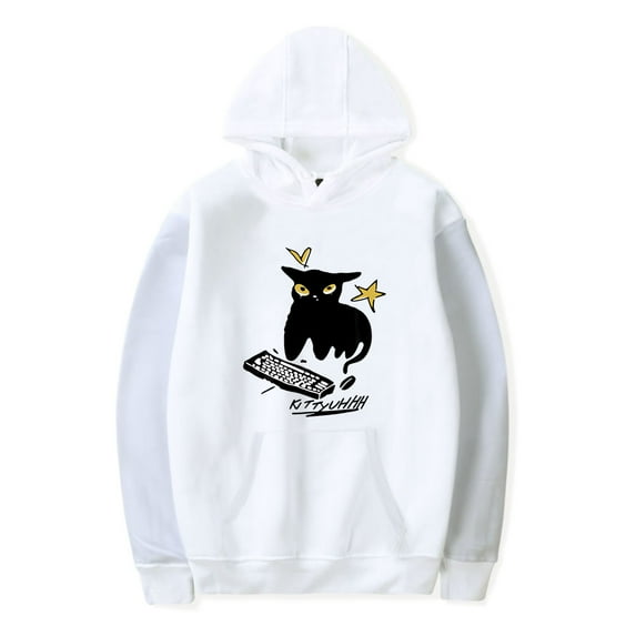 CaseOh Kitty Uhhh Hoodie Men's Hip Hop Printing Pullover Hooded Sweatshirts
