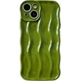 thumbnail image 1 of Caseative Water Ripple Pattern Curly Wave Frame Soft Compatible with iPhone Case (Green,iPhone 15), 1 of 8