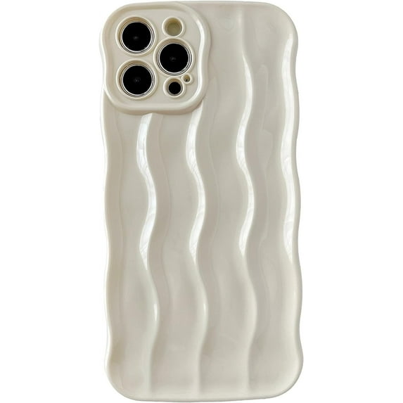 Caseative Water Ripple Pattern Curly Wave Frame Soft Compatible with iPhone Case (White,iPhone 12 Pro Max)