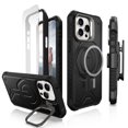 thumbnail image 1 of Caseborne Compatible with iPhone 15 Pro Max Protective Case - 5-Layer Construction, Compatible with MagSafe, Tempered Glass Screen Protector, Kickstand & Holster - Black, 1 of 6