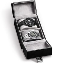 Casegrace 2-Slot Double-Door Watch Storage Box, Side Hidden Drawer for Rings, Earrings, Men Gift Organizer Case for Watch & Jewelry