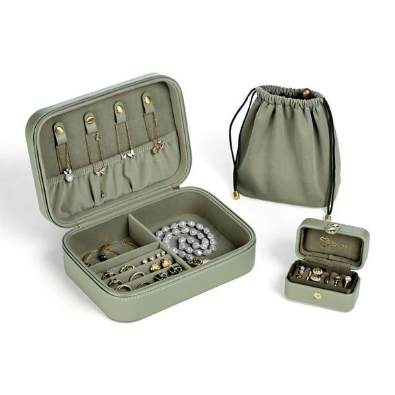 Casegrace 3 IN 1 Jewelry Box for Women Girls with Small Travel Case, Portable Jewelry Makeup Storage Bag, Necklace Ring Earrings Organizer, Gift Idea