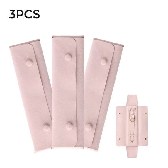 Casegrace 3 Pcs Microfiber Travel Jewelry Organizer for Girls Necklaces Rings Earrings, Jewelry Storage Roll Bag Gifts for Women Daughter Friends