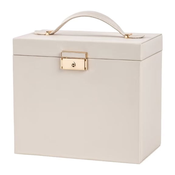 Casegrace 3-Tier Huge Jewelry Box With Dual Side-Flipping Necklace Storage Compartments, Detachable Watch & Bracelet Holder Spindle, Travel Portable Jewelry Organizer Case With Large Built-in Mirror