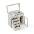 thumbnail image 1 of Casegrace 5-Tier Huge Jewelry Organizer with 4 Drawers, Clear Window Flip Lid Jewelry Box, Rotating Column Necklace Storage Case, Clear Open-door Standing Holder for Earrings, Rings, 1 of 8