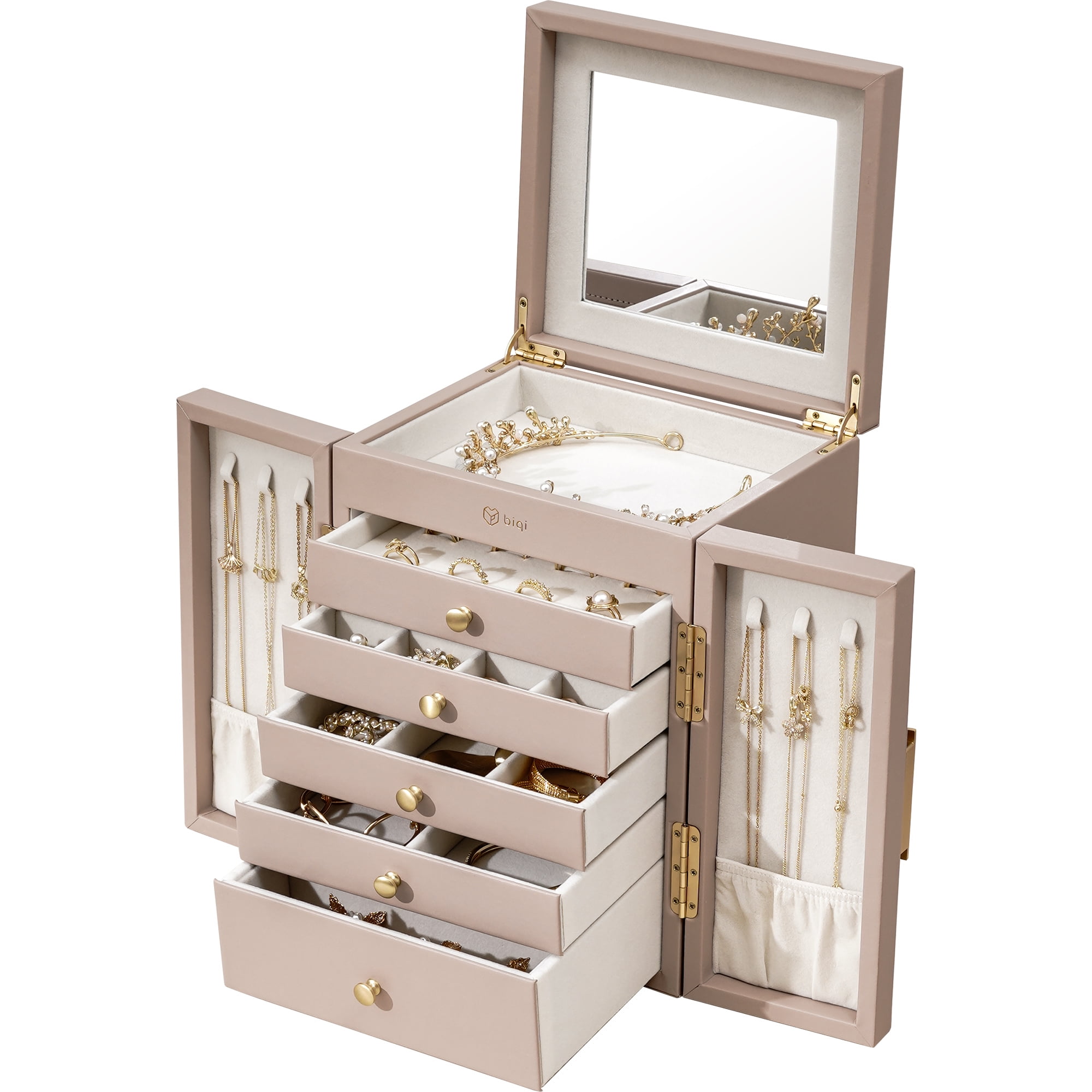 Casegrace 6-Tier Huge Jewelry Box for Women Girls with Mirror