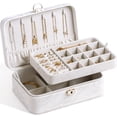 thumbnail image 1 of Casegrace Marble - Pattern PU Leather Jewelry Box, 2-Layer Storage with Removable Jewelry Tray,Organizer for Women Necklaces, Earrings, Rings, Home Countertop Decorative Storage Gift Case, 1 of 9