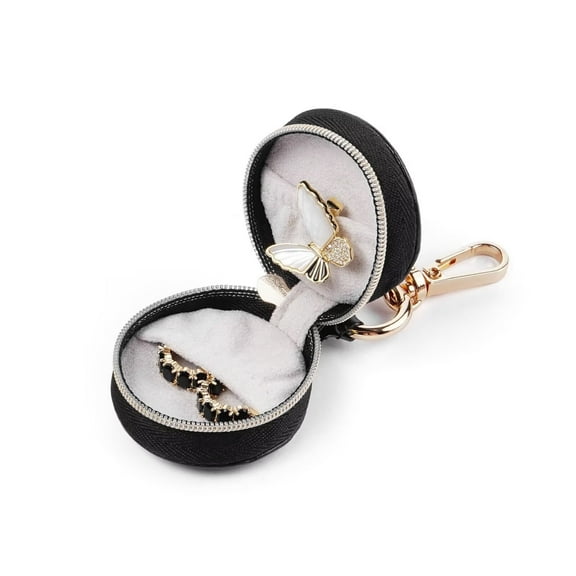 Casegrace Portable Jewelry Box With Keychain, Ladies Bag Pendant Ornaments, Travel Jewellery Storage Box, Ring Holder, Necklace Earrings Mini Circular Organizer Box