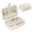 thumbnail image 1 of Casegrace Portable Jewelry Box With Snap Button Double-layered Organizer for Women Girls Elegant Leather Travel Display Case for Earrings Rings Necklaces, 1 of 1
