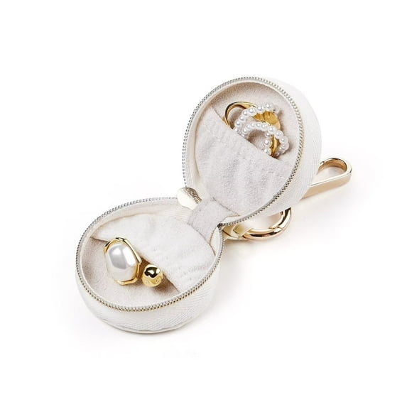 Casegrace Portable Jewelry Box With Keychain, Ladies Bag Pendant Ornaments, Travel Jewellery Storage Box, Ring Holder, Necklace Earrings Mini Circular Organizer Box