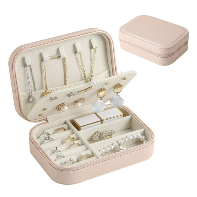 Casegrace Portable Jewelry Box With Zipper Lock Double-layered ...