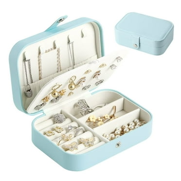 Casegrace Portable Jewelry Box for Women Girls Double Layer Display Storage Organizer Earrings Ring Necklace Leather Travel Jewelry Case