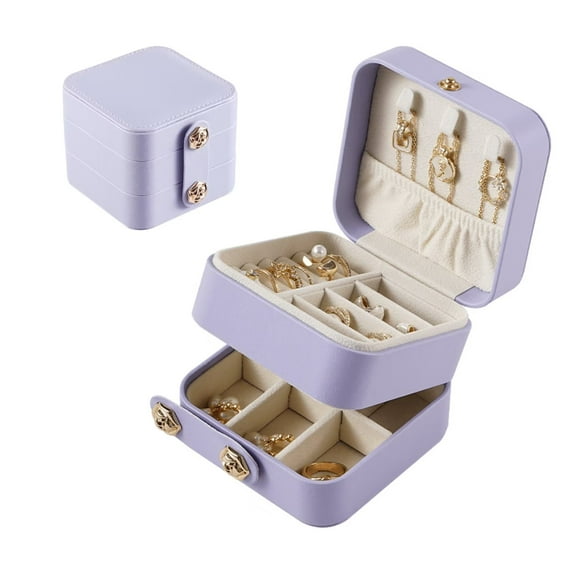 Casegrace Travel Three Layer Jewelry Box Women Girls Leather Multifunctional Organizer Earrings Necklace Storage Jewelry Case With Button Lock