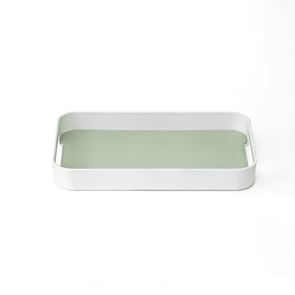 Casegrace Two-Tone Decorative Tray With Plastic Frame & Leather Pad, Minimalist Rectangular Design, Vanity/Desktop Organizer for Cosmetics, Decorations & Perfumes, Stylish Home Decor Storage Tray