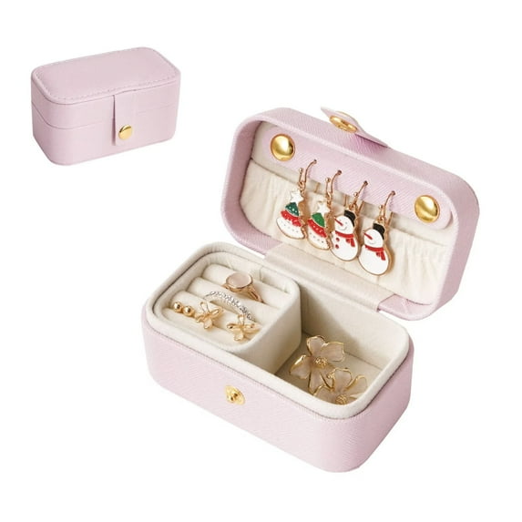 Casegrace Two-in-one Pearl Leather Jewelry Box Portable Rings Organizer for Women Girls Travel Earrings Display Case