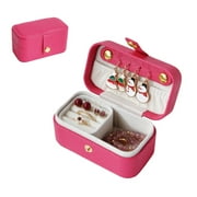 Casegrace Two-in-one Pearl Leather Jewelry Box Portable Rings Organizer for Women Girls Travel Earrings Display Case