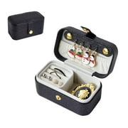 Two-in-one Pearl Leather Jewelry Box Portable Rings Organizer for Women Girls Travel Earrings Display Case