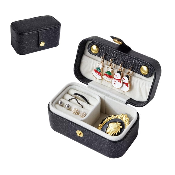 Casegrace Two-in-one Pearl Leather Jewelry Box Portable Rings Organizer for Women Girls Travel Earrings Display Case