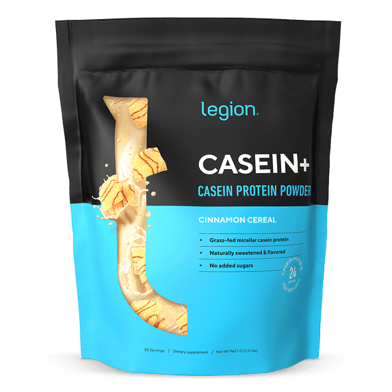 Legion Athletics Casein+ Micellar Casein Protein Powder, Cinnamon Cereal, 22g Protein, 4.2g BCAAs, 25 Servings