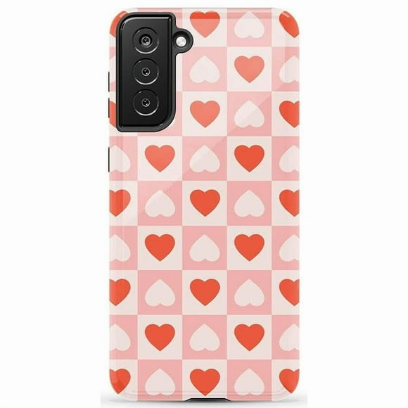 Casely Galaxy S21 Plus Case | King of My Heart | Checkered Hearts | Essential Slim Dual-Layer Protective Design