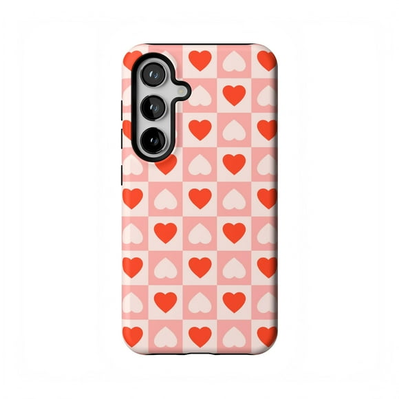 Casely Galaxy S24 Case | King of My Heart | Checkered Hearts | Essential Slim Dual-Layer Protective Design