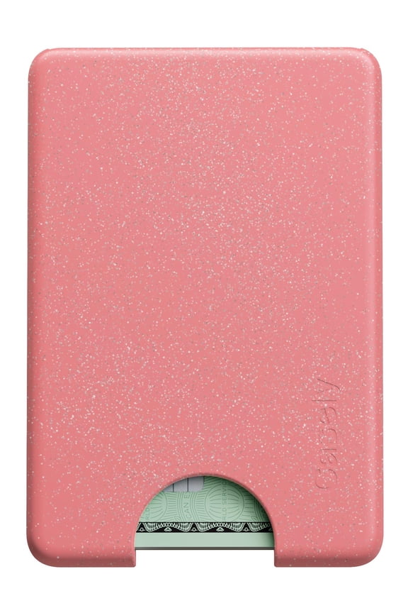 MagWallet | Starfish Wishes | Coral Pink Shimmer | Slim Wallet Card Holder | Compatible with MagSafe | Soft-Touch Hard Silicone | Holds Up to 3 Cards Y101