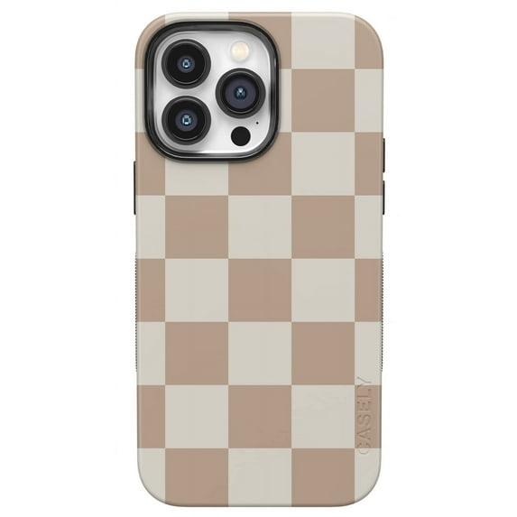 Casely iPhone 14 Pro Max Case | Compatible with MagSafe | Fit Check | Neutral Checkerboard Checkered Case