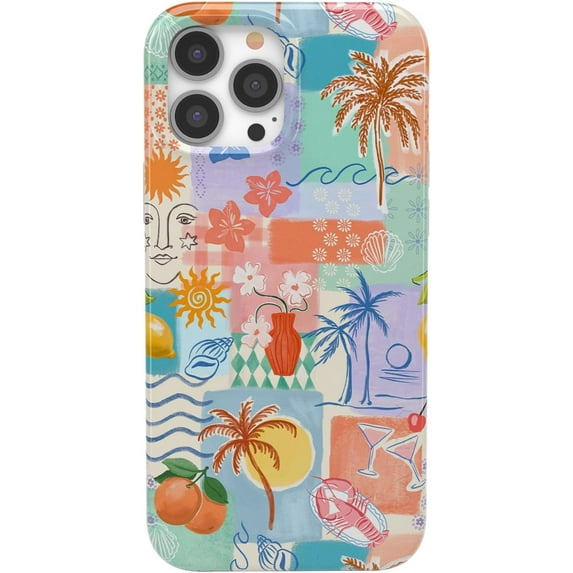Casely iPhone 14 Pro Max Case | Tropical Heat | Beachy Collage | Classic Ultralight Slim Design | Compatible with MagSafe