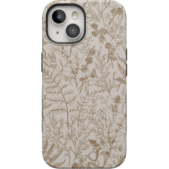 Casely iPhone 15 Case | Beige Garden | Neutral Floral | Compatible with MagSafe | Bold Protective Design
