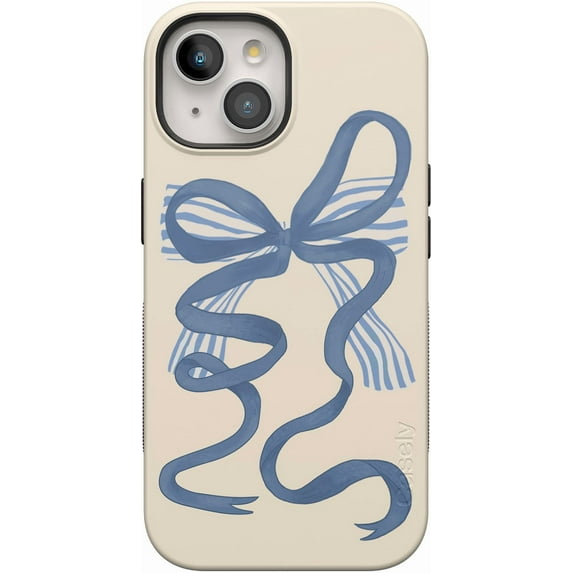 Casely iPhone 15 Case | Heartstrings | Blue Bow Coquette | Compatible with MagSafe | Bold Protective Design