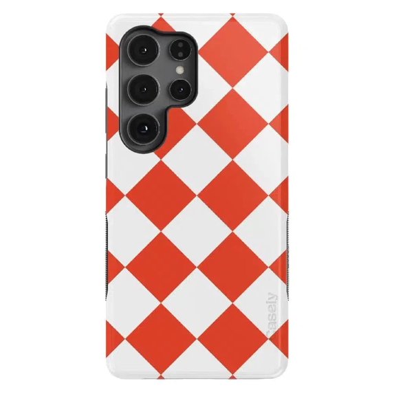 Casely Galaxy S25 Ultra Case | Red Checkerboard | High Contrast Design | Compatible with MagSafe | Bold Protective Design