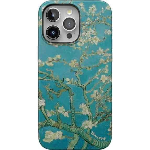 Casely iPhone 15 Pro Max Case | Blue Awakening | Van Gogh Almond Blossom | Bold Case | Compatible with MagSafe and Action Button