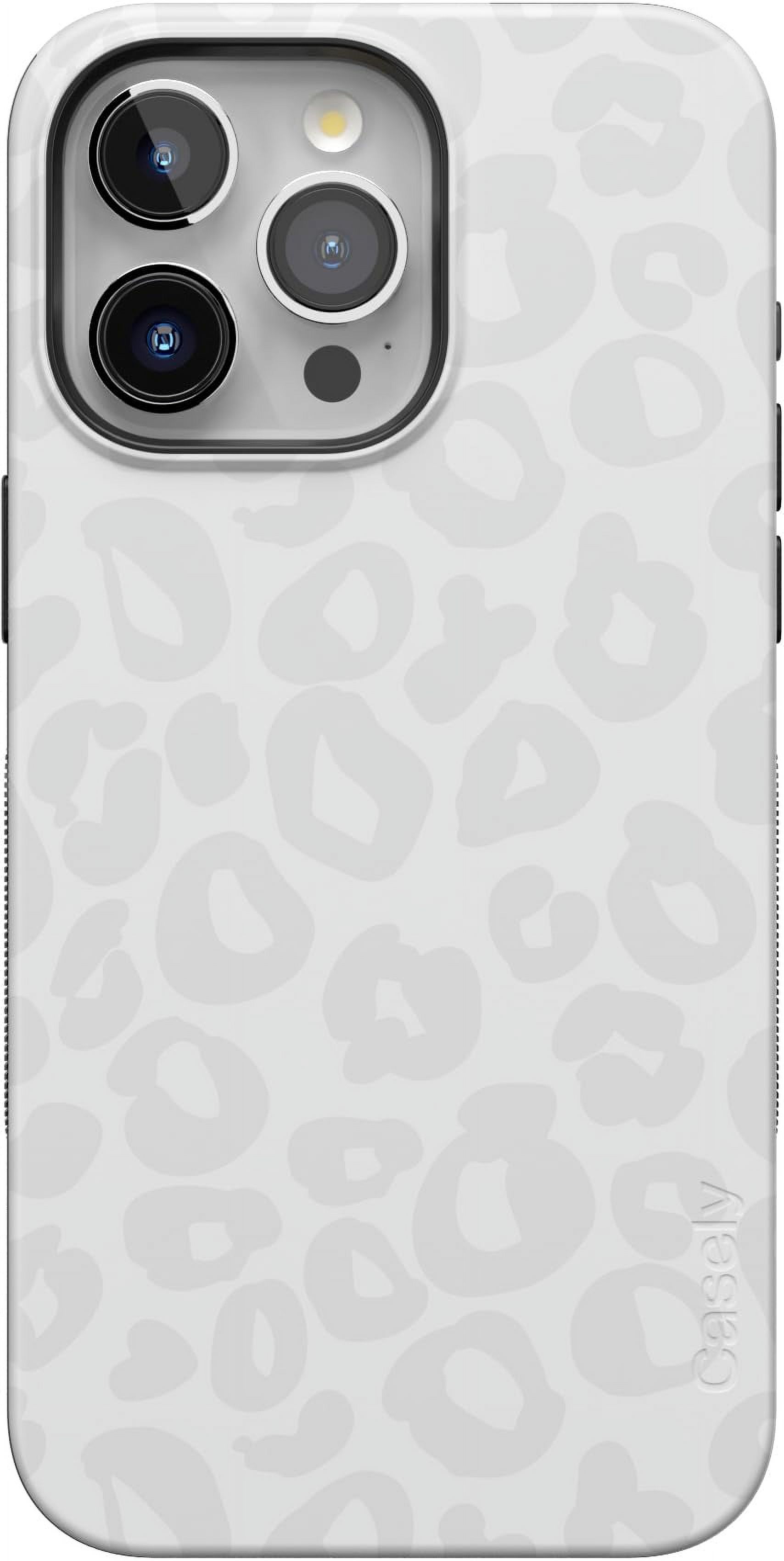 Casely B-244DD-MS-FX Leopard Cell Phone Case for Apple IPhone 15 Pro Max, White Snow Leopard