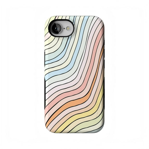 Casely iPhone 16e Case | Ride The Wave | Pastel Rainbow Lined | Compatible with MagSafe | Bold Protective Design