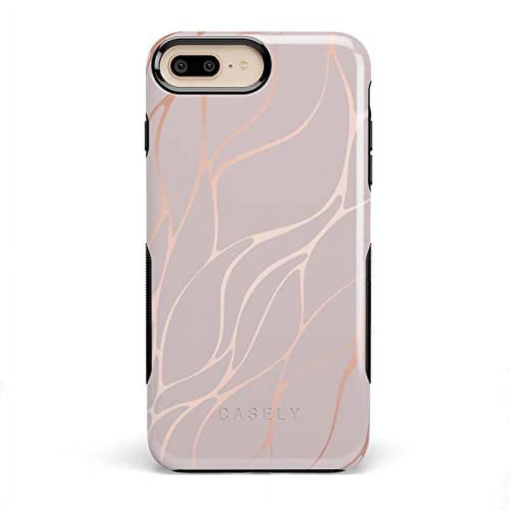 Casely iPhone 6/7/8 Plus Case Pink and Gold Metallic Waves Case 360