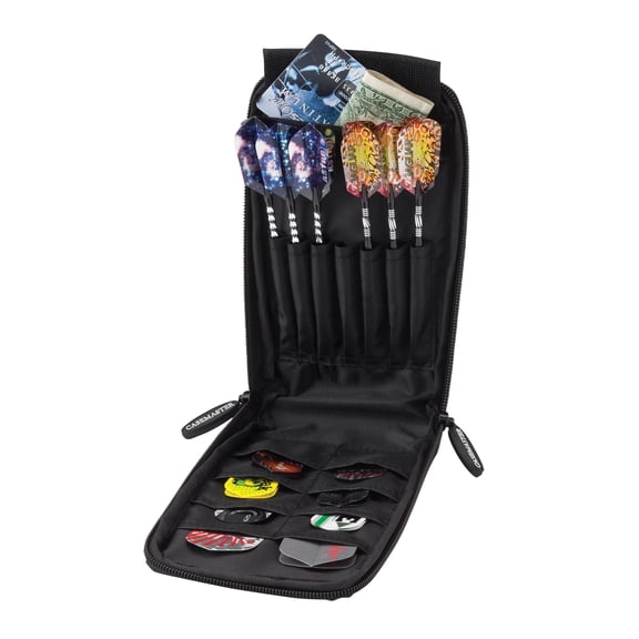 Casemaster Mini Pro Leatherette Dart Case, Holds 7 Darts and Accessories, Black