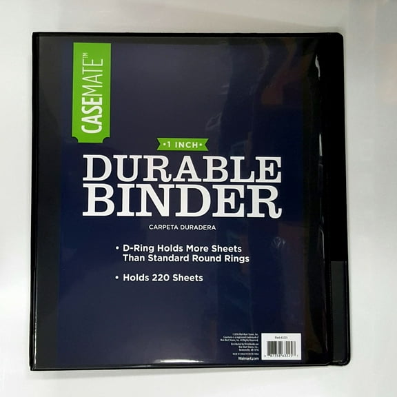 Casemate Durable View 3 Ring Binder 1-Inch Black