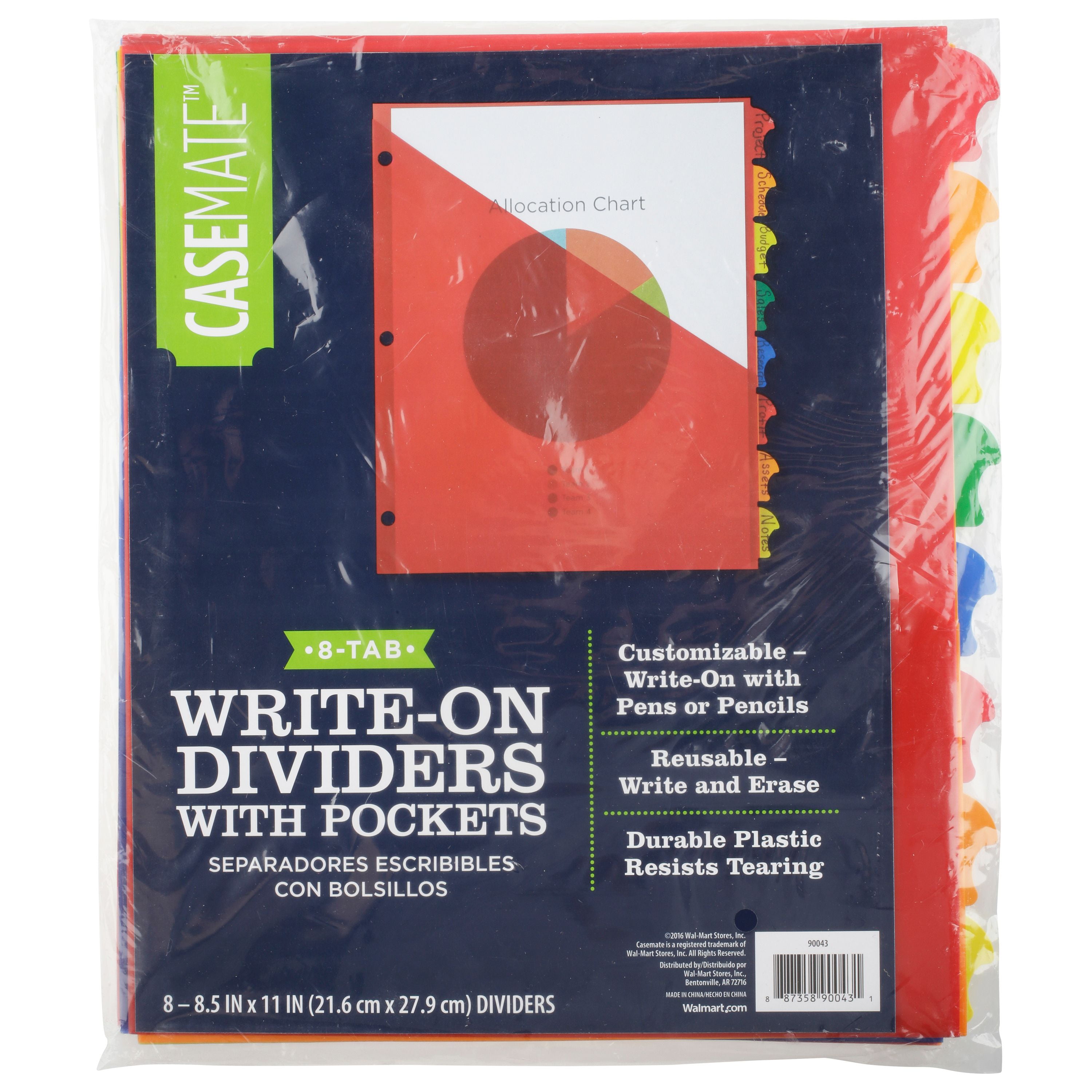 Casemate 8 Tab Durable Write on Dividers with Pockets - Walmart.com