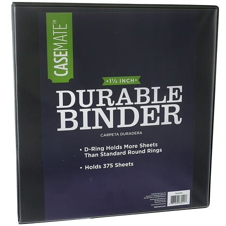 Casemate Durable View 3-Ring Binder with 1.5-inch D-Rings Black