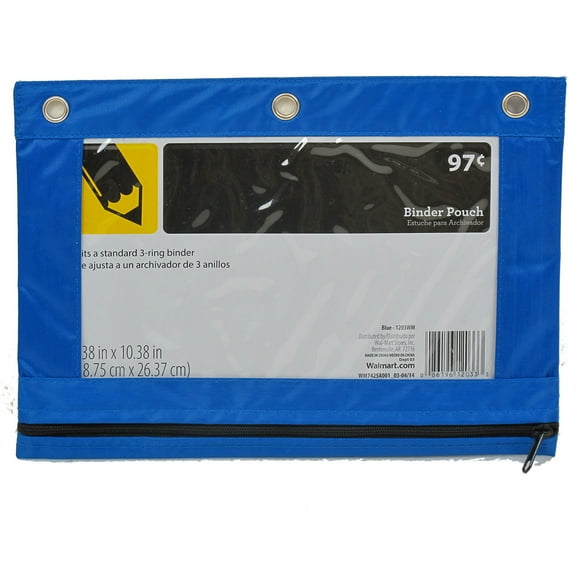 Casemate, Solid Polyester Binder Pouch Pencil Case, Blue, 10.25" x 7.25"
