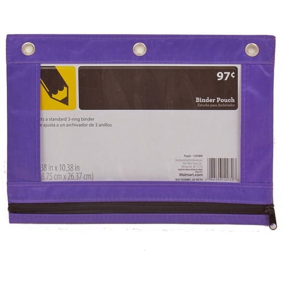 Casemate, Solid Polyester Binder Pouch Pencil Case, Purple, 10.25" x 7.25"