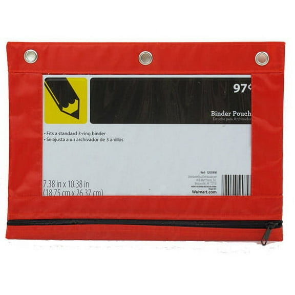 Casemate Solid Polyester Binder Pouch Pencil Case, Red, 10.25" x 7.25"