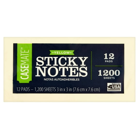 Casemate Yellow Sticky Notes, 12 count