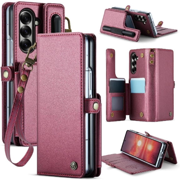 Caseme Wallet Case for Samsung Galaxy Z Fold 7 5g Pu Leather Slim Shockproof Case Card Holder Rfid Blocking Kickstand