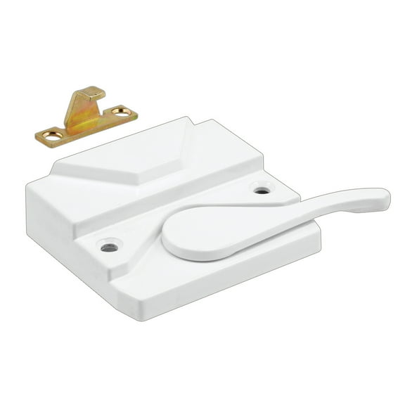 Casement Window Sash Lock, Left Hand, White, Keeper and Screws