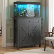 Casendy 20 Gallon Aquarium Stand With Charging Station, Farmhouse Fish Tank Stand, Reptile and Terrarium Stand with Drawer and Cabinet Storage, Black