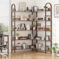 thumbnail image 1 of Casendy 5 Tiers Tall Corner Bookshelf, L Shaped Bookshelves and Bookcases Etagere Bookcase Display Storage Shelves for Living Room, Brown, 1 of 7