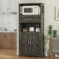 thumbnail image 1 of Casendy Kitchen Cabinet with Doors, Farmhouse Pantry Cabinet with Storage Shelf and Drawer, Wooden Kitchen Cupboard Cabinets for Dining Room, Living Room, Gray, 1 of 8
