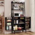 thumbnail image 1 of Casendy Kitchen Pantry with Microwave Stand and Storage Shelves, Farmhouse Kitchen Cupboard with Adjustable Shelves, Kitchen Buffet Cabinet with Door for Dining Room, Black, 1 of 7