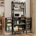 thumbnail image 1 of Casendy Kitchen Pantry with Microwave Stand and Storage Shelves, Farmhouse Kitchen Cupboard with Adjustable Shelves, Kitchen Buffet Cabinet with Door for Dining Room, Gray, 1 of 7